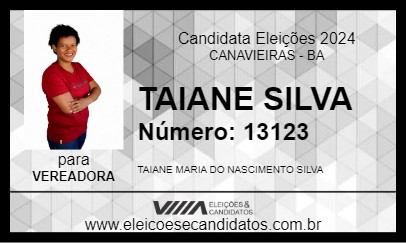 Candidato TAIANE SILVA 2024 - CANAVIEIRAS - Eleições