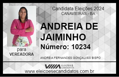 Candidato ANDREIA DE JAIMINHO 2024 - CANAVIEIRAS - Eleições