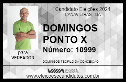 Candidato DOMINGOS PONTO X 2024 - CANAVIEIRAS - Eleições