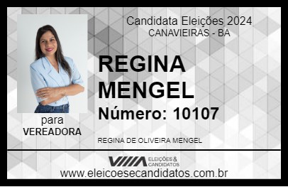 Candidato REGINA MENGEL 2024 - CANAVIEIRAS - Eleições