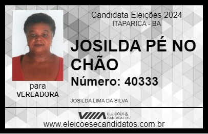 Candidato JOSILDA PÉ NO CHÃO 2024 - ITAPARICA - Eleições