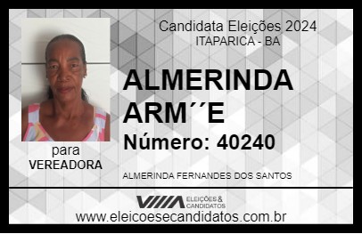 Candidato ALMERINDA ARMÉ 2024 - ITAPARICA - Eleições