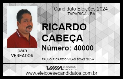 Candidato RICARDO CABEÇA 2024 - ITAPARICA - Eleições