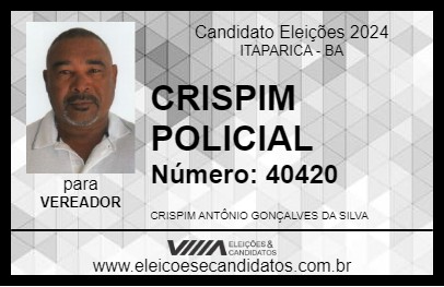 Candidato CRISPIM SILVA 2024 - ITAPARICA - Eleições