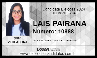 Candidato LAIS PAIRANA 2024 - BELMONTE - Eleições