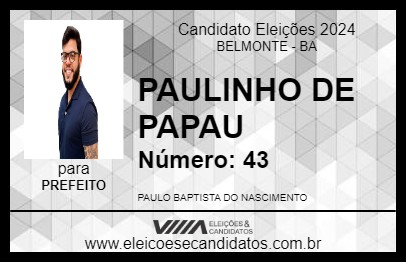 Candidato PAULINHO DE PAPAU 2024 - BELMONTE - Eleições