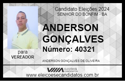 Candidato ANDERSON GONÇALVES 2024 - SENHOR DO BONFIM - Eleições