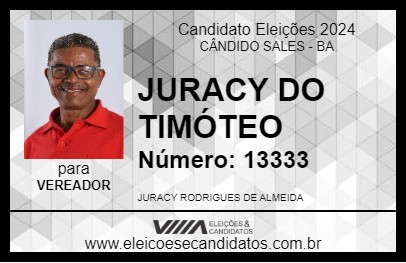 Candidato JURACY DO TIMÓTEO 2024 - CÂNDIDO SALES - Eleições