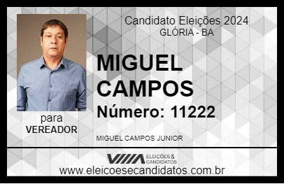 Candidato MIGUEL CAMPOS 2024 - GLÓRIA - Eleições