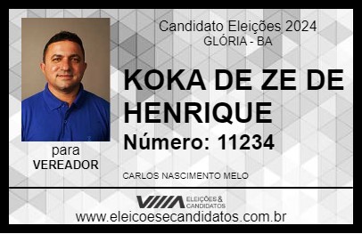 Candidato KOKA DE ZE DE HENRIQUE 2024 - GLÓRIA - Eleições