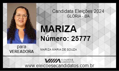 Candidato MARIZA 2024 - GLÓRIA - Eleições