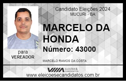 Candidato MARCELO DA HONDA 2024 - MUCURI - Eleições