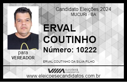 Candidato ERVAL COUTINHO 2024 - MUCURI - Eleições