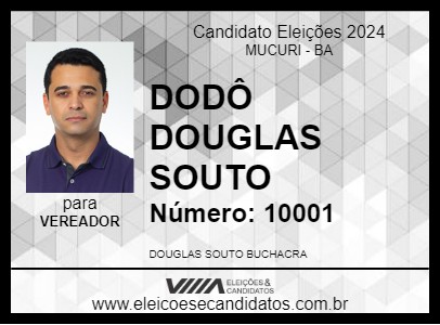 Candidato DODÔ DOUGLAS SOUTO 2024 - MUCURI - Eleições