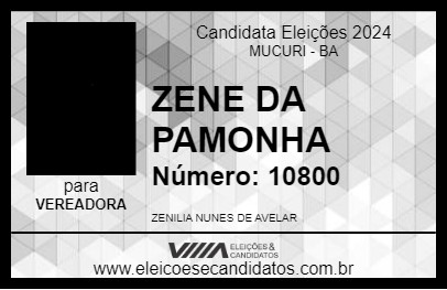 Candidato ZENE DA PAMONHA 2024 - MUCURI - Eleições