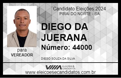 Candidato DIEGO DA JULIANA 2024 - PIRAÍ DO NORTE - Eleições