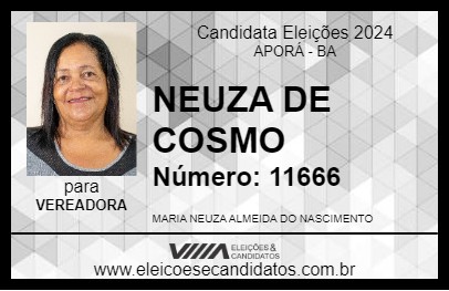 Candidato NEUZA DE COSMO 2024 - APORÁ - Eleições