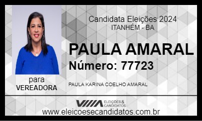 Candidato PAULA AMARAL 2024 - ITANHÉM - Eleições