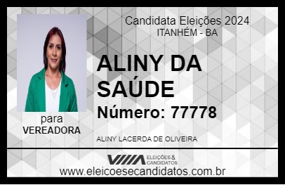 Candidato ALINY DA SAÚDE 2024 - ITANHÉM - Eleições