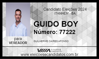 Candidato GUIDO BOY 2024 - ITANHÉM - Eleições