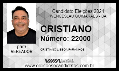 Candidato CRISTIANO 2024 - WENCESLAU GUIMARÃES - Eleições