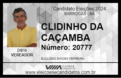 Candidato CLIDINHO DA CAÇAMBA 2024 - BARROCAS - Eleições