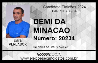 Candidato DEMI DA MINACAO 2024 - BARROCAS - Eleições