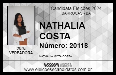 Candidato NATHALIA COSTA 2024 - BARROCAS - Eleições