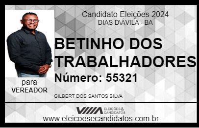 Candidato BETINHO DOS TRABALHADORES 2024 - DIAS D\ÁVILA - Eleições