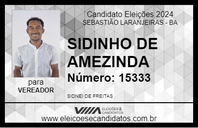 Candidato SIDINHO DE AMEZINDA 2024 - SEBASTIÃO LARANJEIRAS - Eleições