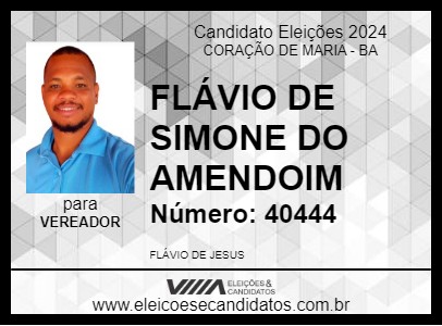 Candidato FLÁVIO DE SIMONE DO AMENDOIM 2024 - CORAÇÃO DE MARIA - Eleições