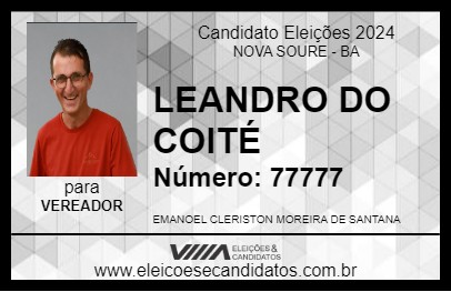 Candidato LEANDRO DO COITÉ 2024 - NOVA SOURE - Eleições