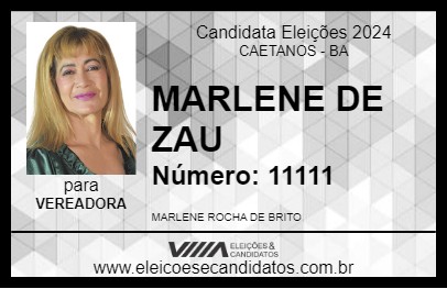 Candidato MARLENE DE ZAU 2024 - CAETANOS - Eleições