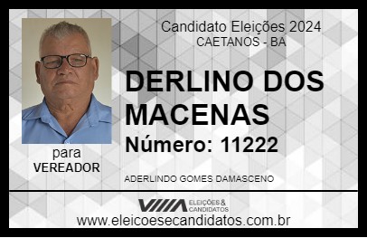 Candidato DERLINO DOS MACENAS 2024 - CAETANOS - Eleições