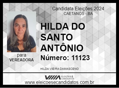 Candidato HILDA DO SANTO ANTÔNIO 2024 - CAETANOS - Eleições