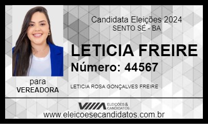 Candidato LETICIA FREIRE 2024 - SENTO SÉ - Eleições