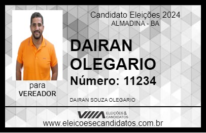 Candidato DAIRAN OLEGARIO 2024 - ALMADINA - Eleições