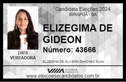 Candidato ELIZEGIMA DE GIDEON 2024 - IBIRAPUÃ - Eleições