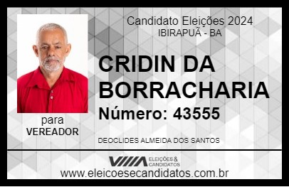 Candidato CRIDIN DA BORRACHARIA 2024 - IBIRAPUÃ - Eleições