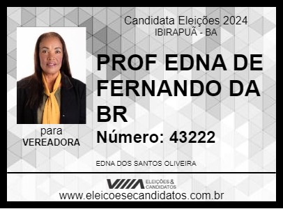 Candidato PROF EDNA DE FERNANDO DA BR 2024 - IBIRAPUÃ - Eleições