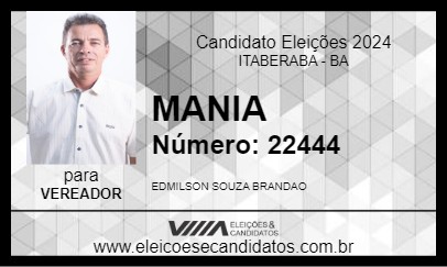 Candidato MANIA 2024 - ITABERABA - Eleições