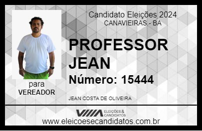 Candidato PROFESSOR JEAN 2024 - CANAVIEIRAS - Eleições