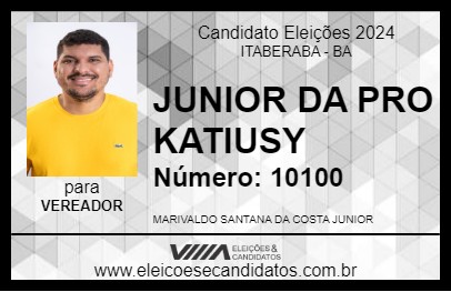 Candidato JUNIOR DA PRO KATIUSY 2024 - ITABERABA - Eleições