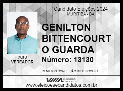 Candidato GENILTON BITTENCOURT O GUARDA 2024 - MURITIBA - Eleições