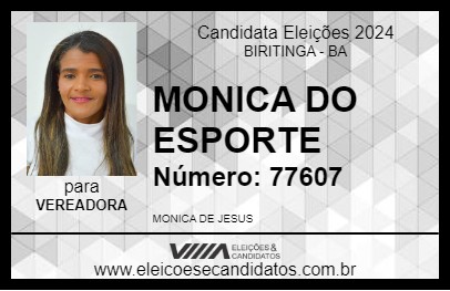 Candidato MONICA DO ESPORTE 2024 - BIRITINGA - Eleições