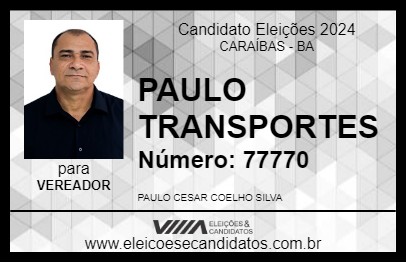 Candidato PAULO TRANSPORTES 2024 - CARAÍBAS - Eleições