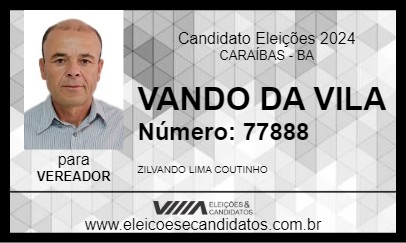 Candidato VANDO DA VILA 2024 - CARAÍBAS - Eleições