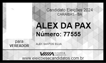 Candidato ALEX DA PAX 2024 - CARAÍBAS - Eleições