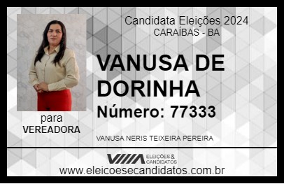 Candidato VANUSA DE DORINHA 2024 - CARAÍBAS - Eleições