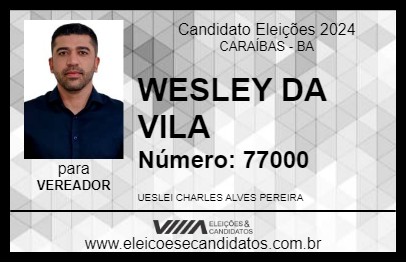 Candidato WESLEY DA VILA 2024 - CARAÍBAS - Eleições